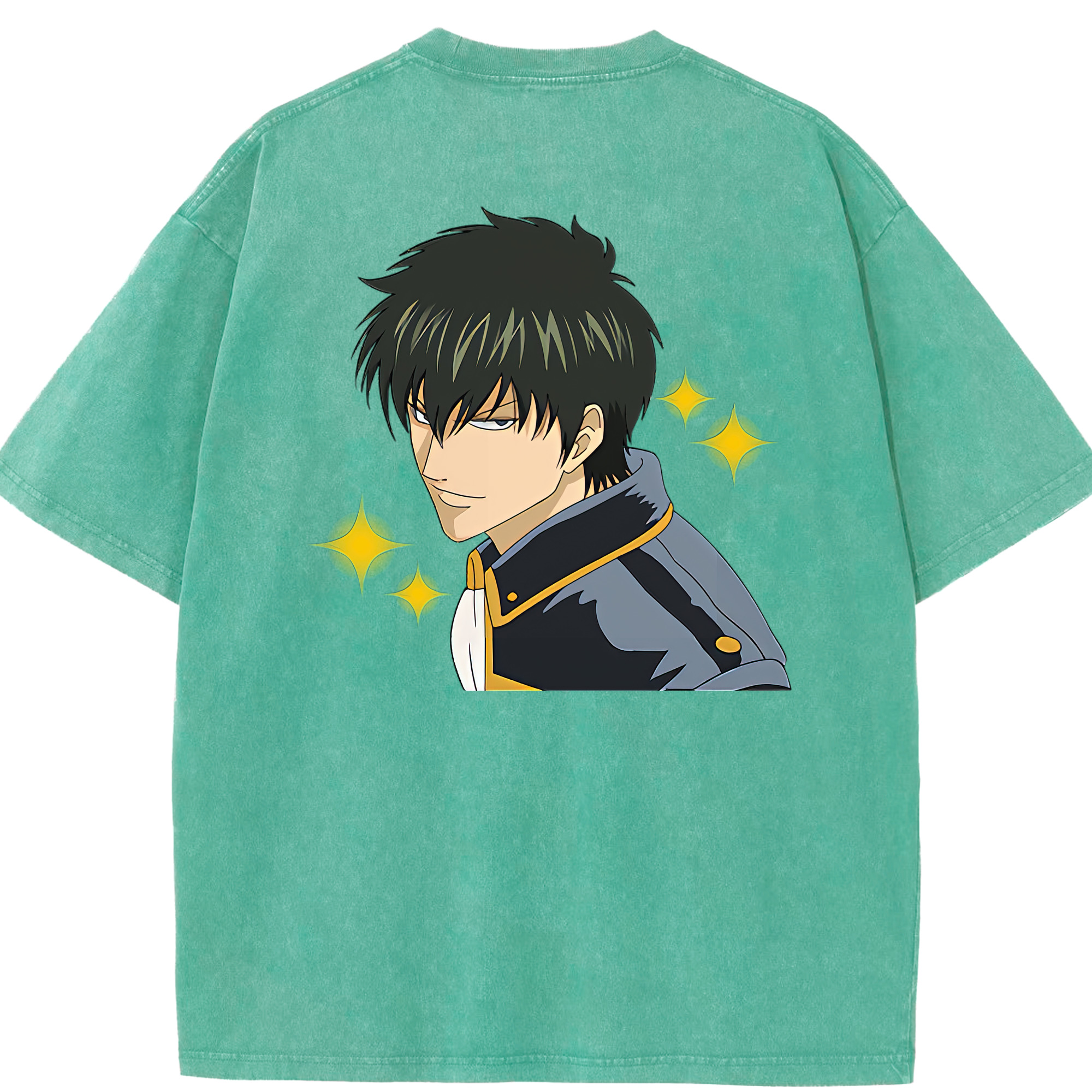 （画像用） ぎんたま 坂田銀時（さかたぎんとき） 神楽 志村新八（しむら しんぱち） GINTAMA Sakata Gintoki Kagura Shimura Shinpachi 綿100% ヴィンテージ風 半袖Tシャツ（背面プリント）